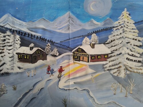 El Camino al hogar en Invierno van Ana Bravo, Schilderij te koop op Singulart