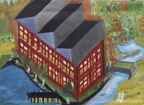 La Casa entre un lago y un rio van Ana Bravo, Schilderij te koop op Singulart