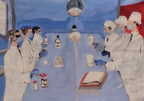El Pacto de la ciencia van Ana Bravo, Schilderij te koop op Singulart