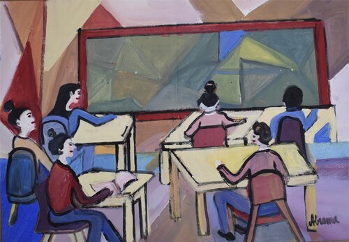 El aula geométrica van Ana Bravo, Schilderij te koop op Singulart