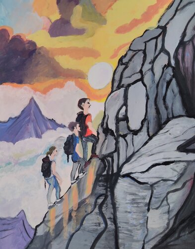 El ascenso entre nubes van Ana Bravo, Schilderij te koop op Singulart