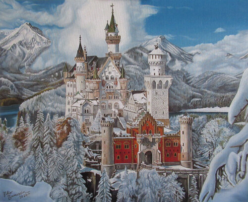 Castello di Neuschwanstein van Fabio Tamussin, Schilderij te koop op Singulart