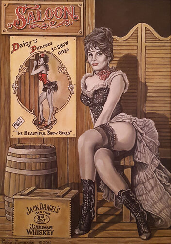 Saloon Girl par Fabio Tamussin, Peinture en vente sur Singulart