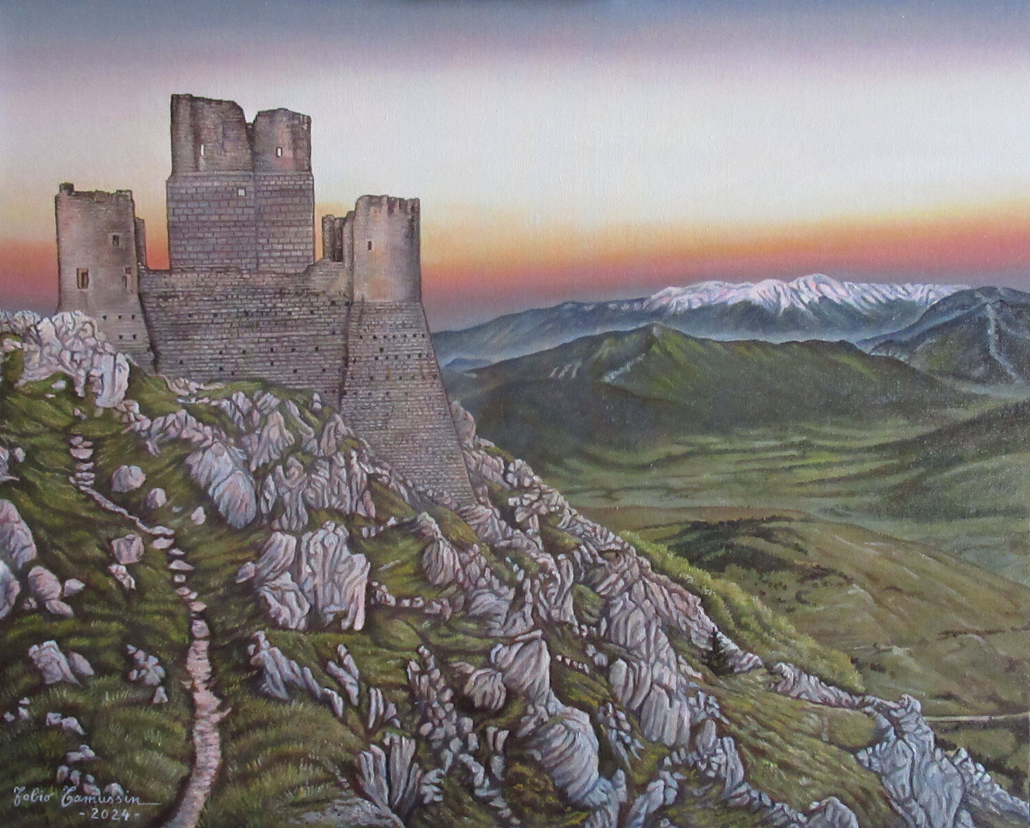 Castello Rocca Calascio (Abruzzo-Italy) Fabio Tamussin Originalgemälde zu verkaufen