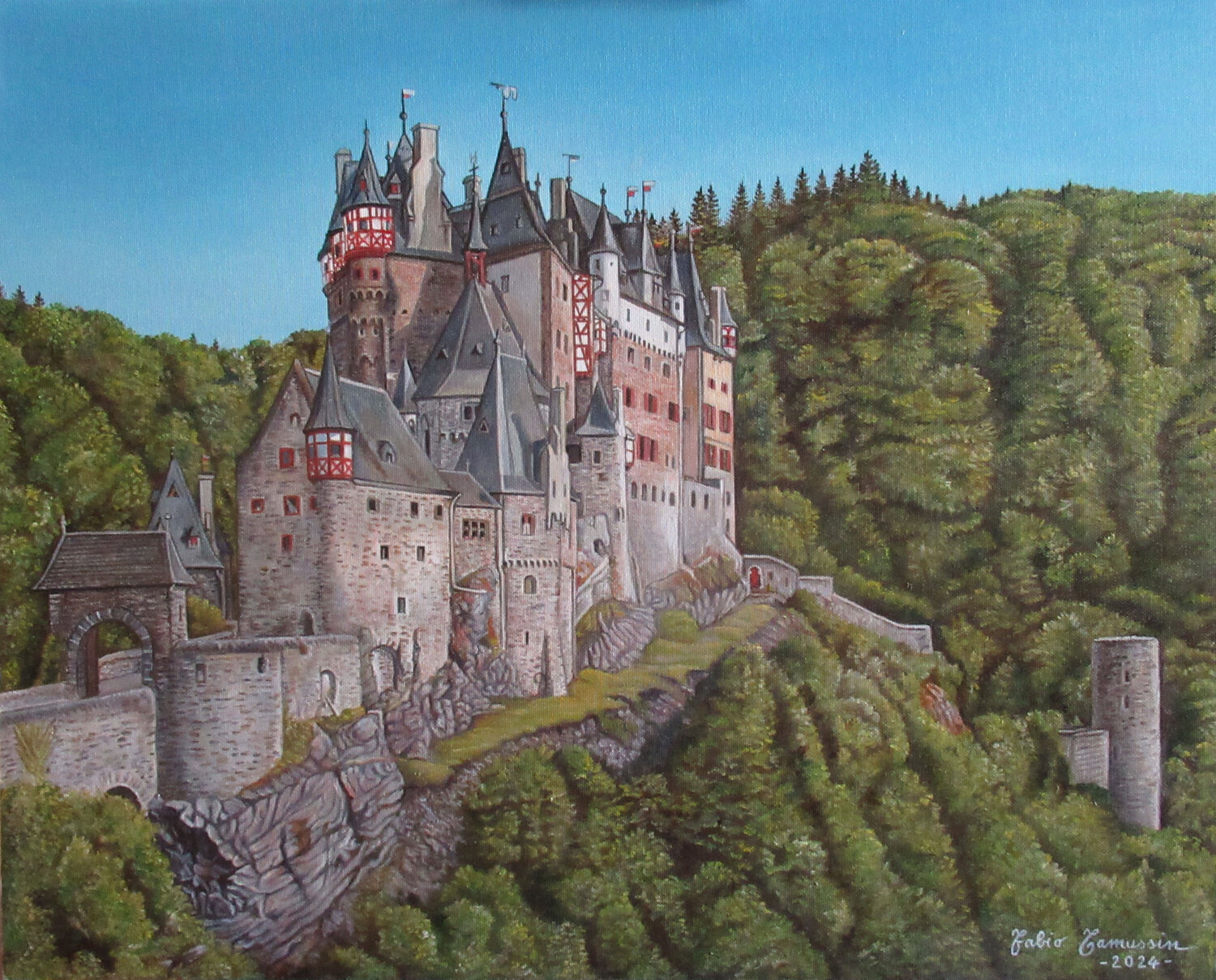 Castello di Eltz (Renania - Germany) Fabio Tamussin Dipinto originale in vendita