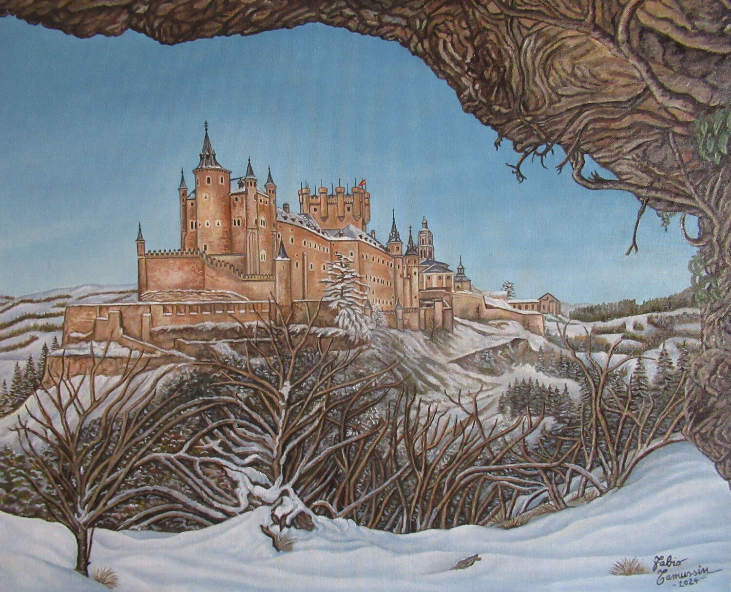 Castello Alcázar di Segovia (Spagna) Fabio Tamussin Originalgemälde zu verkaufen