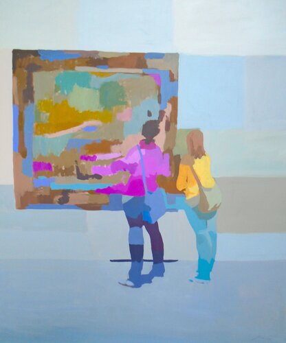 Menschen im Museum par Tilo Ettl, Peinture en vente sur Singulart