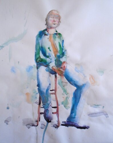 Knabe auf Hocker di Tilo Ettl, Pittura in vendita su Singulart