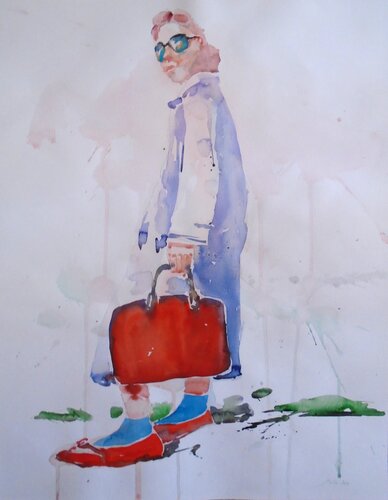 Frau mit Tasche par Tilo Ettl, Œuvre sur papier en vente sur Singulart