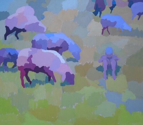 Schafe und Knabe par Tilo Ettl, Peinture en vente sur Singulart