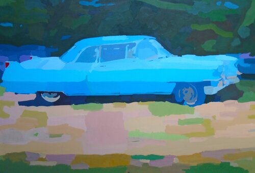blue car par Tilo Ettl, Peinture en vente sur Singulart
