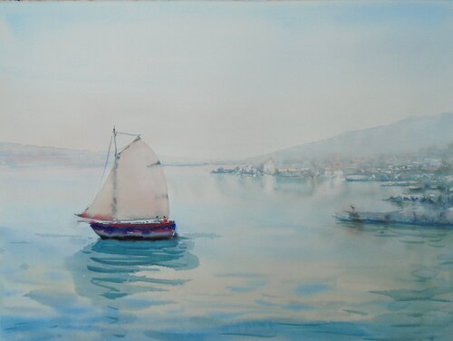 Segelboot am Tegernsee von Tilo Ettl, Malerei kaufen auf Singulart