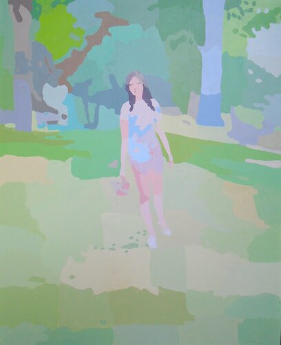 Mädchen mit Täschchen par Tilo Ettl, Peinture en vente sur Singulart