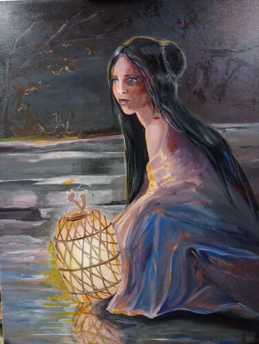 Laternenfest by Birgit van der Gang, Painting for Sale on Singulart