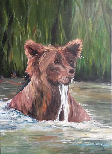 Der Bär van Birgit van der Gang, Schilderij te koop op Singulart