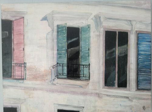 Am Fenster van Birgit van der Gang, Schilderij te koop op Singulart