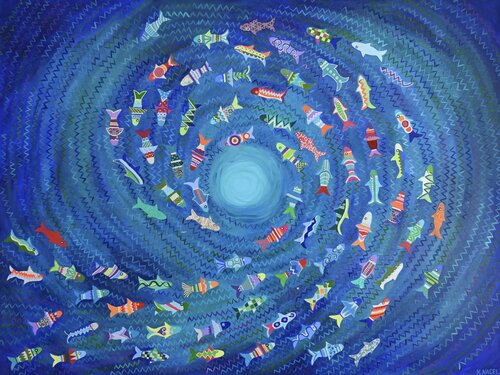 The Sardines of Ptolemy on the way to the light von Katja Nagel, Malerei kaufen auf Singulart