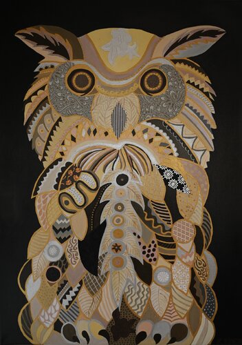 Glauca, the Owl of Athena by Katja Nagel, Painting for Sale on Singulart