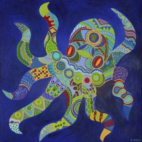 The Goddess Keto as Octapus van Katja Nagel, Schilderij te koop op Singulart