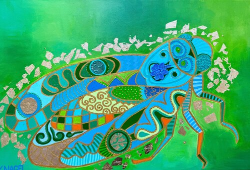 The praying Mantis of Athena van Katja Nagel, Schilderij te koop op Singulart