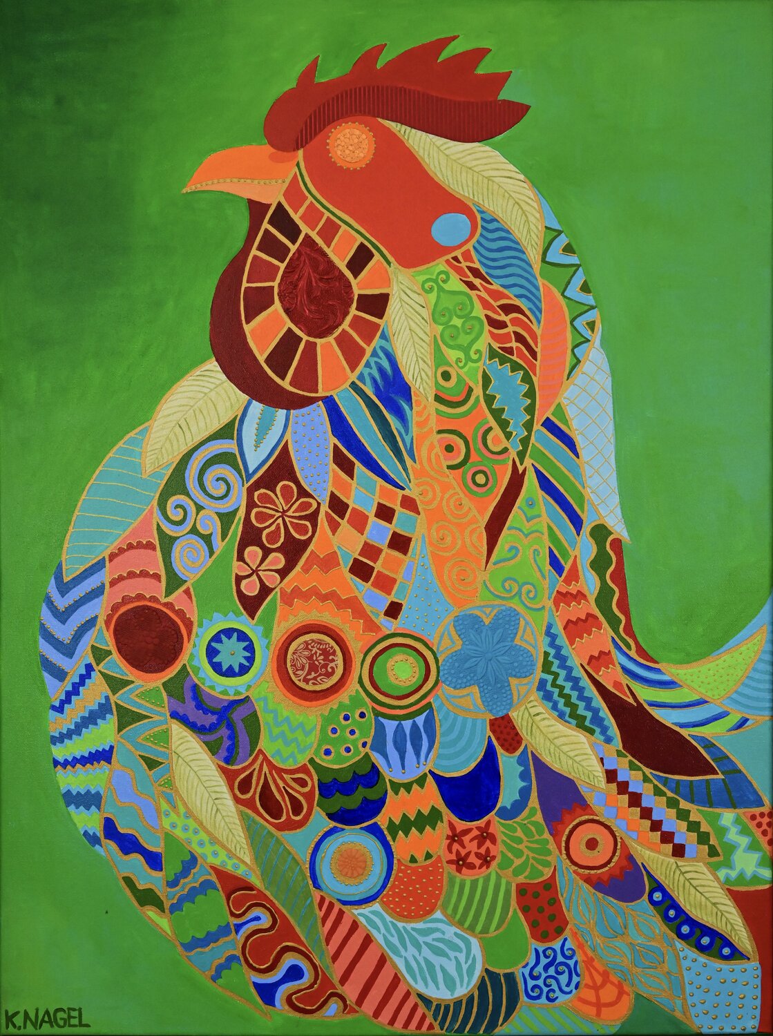 The Cock of Helios Katja Nagel Originalgemälde zu verkaufen