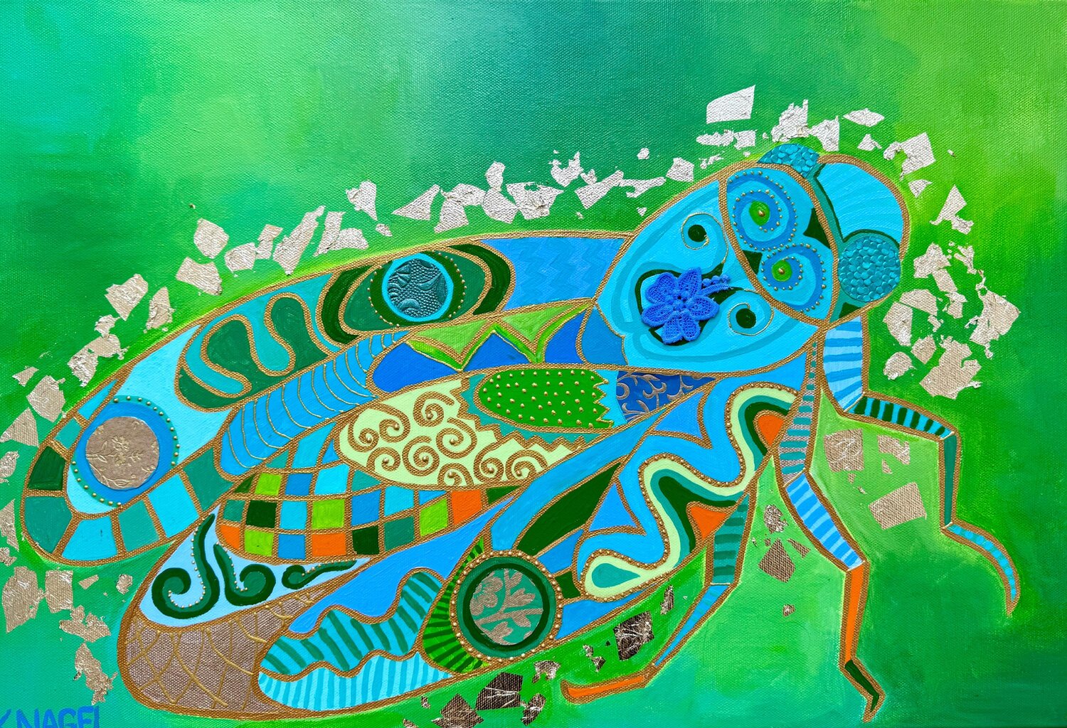 The praying Mantis of Athena Katja Nagel Originalgemälde zu verkaufen