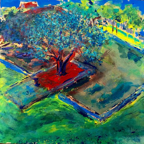 Sweet Carob Tree in Parque Central van Alejandro Mariotti, Schilderij te koop op Singulart