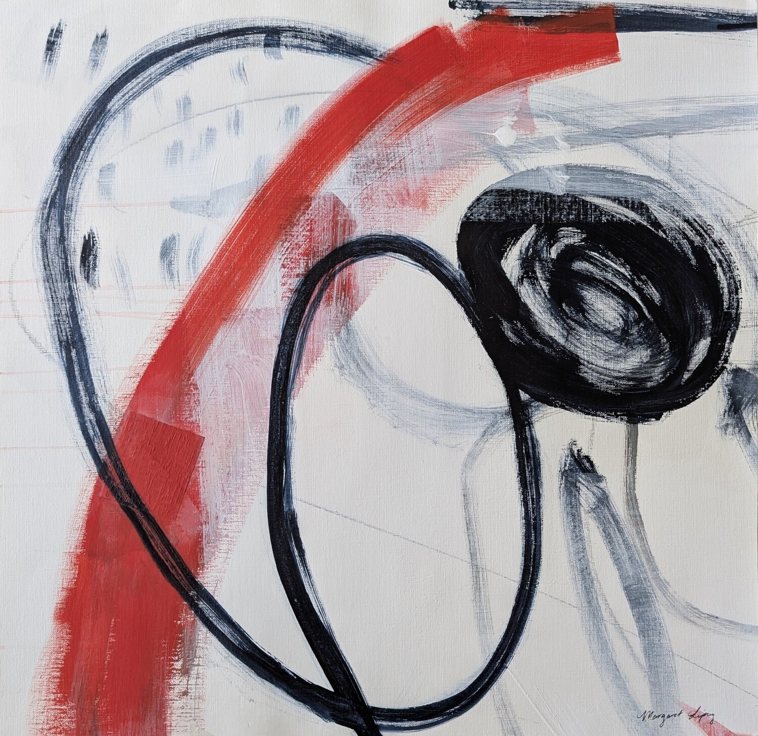 Variance in Blue and Red No. 6, 2020 Margaret Lipsey Opera su carta in vendita