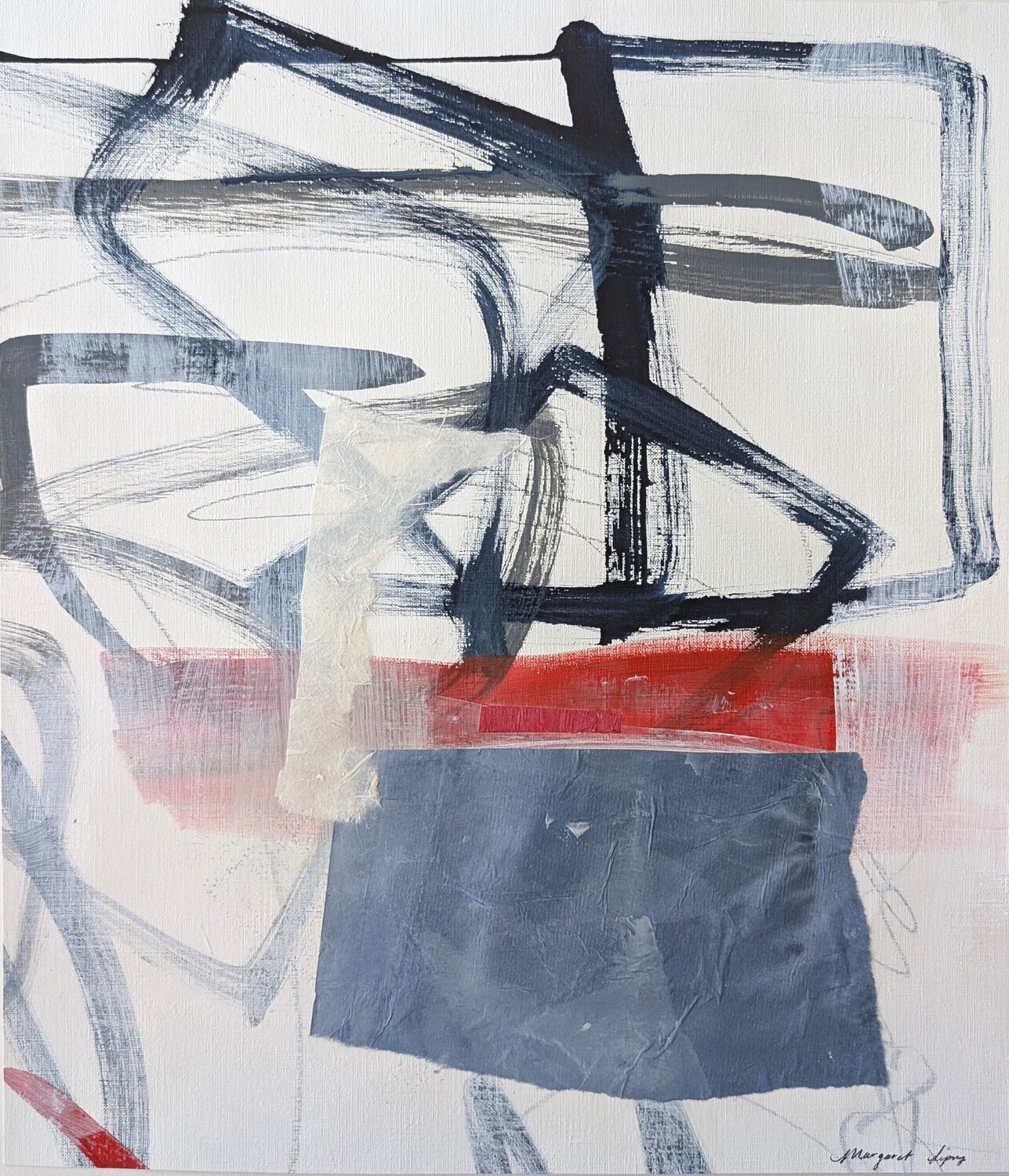 Variance in Blue and Red No. 5, 2020 Margaret Lipsey Werk auf Papier zu verkaufen