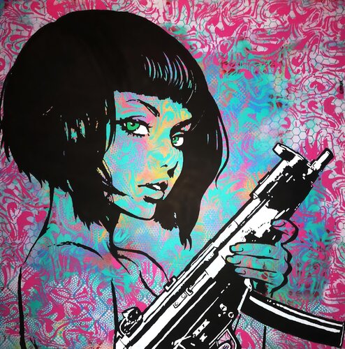 Girl with Gun von Christian Berger, Malerei kaufen auf Singulart