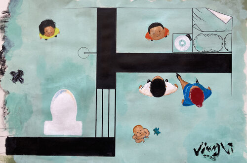 The View Outside the Window di JIANG LI, Pittura in vendita su Singulart