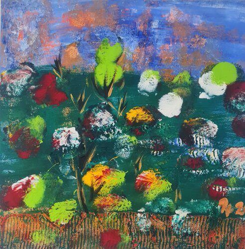 Träumen auf der grünen Wiese di Helga Katharina Rauter, Pittura in vendita su Singulart