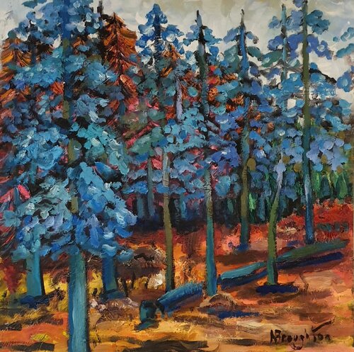Whispers Between the Pines di Nicholas Broughton, Pittura in vendita su Singulart