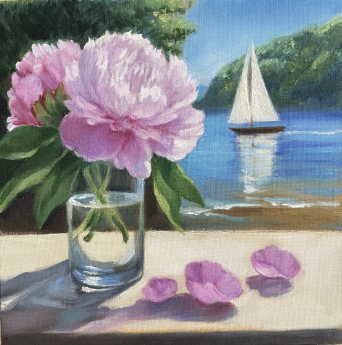 Still Life with Peonies van Maria Reznik, Schilderij te koop op Singulart