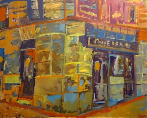 Café de Ruiz 1 par Juan Tanarro, Peinture en vente sur Singulart