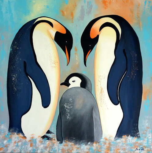 Pinguinfamilie by Marion Dahmen, Painting for Sale on Singulart