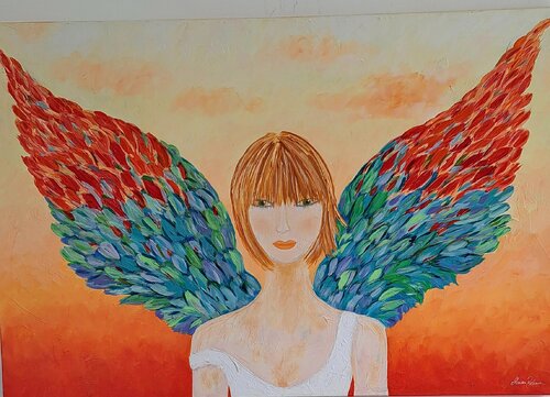 Der Engel an meiner Seite di Marion Dahmen, Pittura in vendita su Singulart