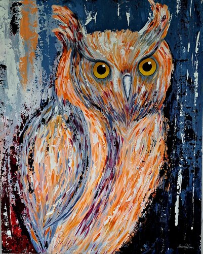 Neugierige Eule by Marion Dahmen, Painting for Sale on Singulart