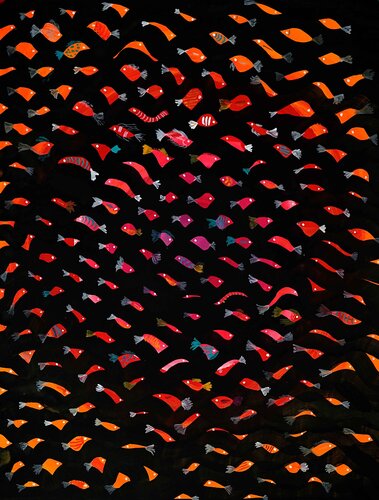 “Midnight School of Fish” by Antonio Abril, Painting for Sale on Singulart