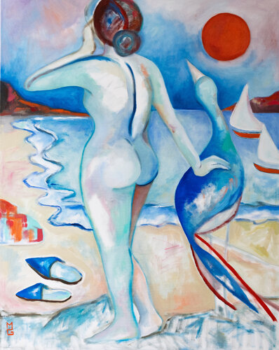 L'ÉCUME ET L'OISEAU van Marie-Gabrielle Glock, Schilderij te koop op Singulart