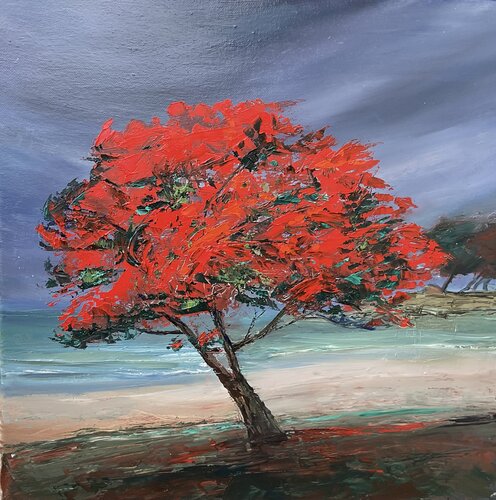 Arbre flamboyant by Nathalie Le Nallio Mazza, Painting for Sale on Singulart