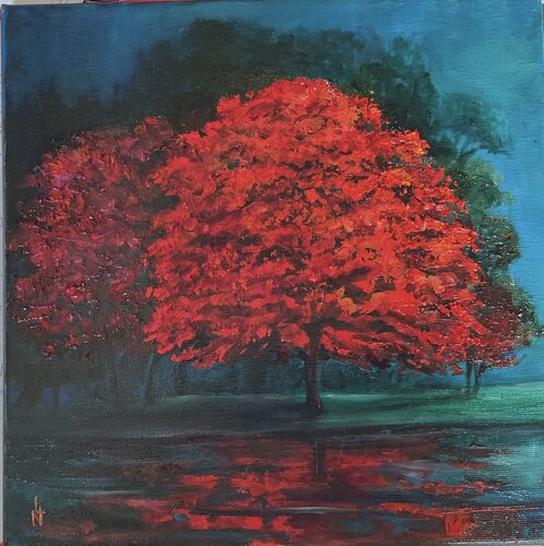 Arbre rouge van Nathalie Le Nallio Mazza, Schilderij te koop op Singulart