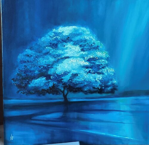 L'arbre bleu van Nathalie Le Nallio Mazza, Schilderij te koop op Singulart