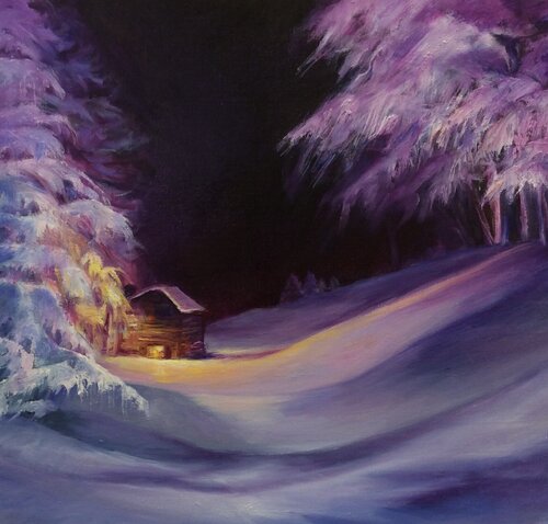 Arrivée au refuge di Nathalie Le Nallio Mazza, Pittura in vendita su Singulart