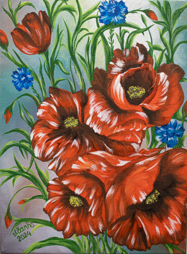 Dance of Poppies di Marija Venclova, Pittura in vendita su Singulart