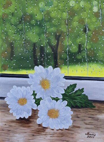 Rainy Day Daisies di Marija Venclova, Pittura in vendita su Singulart