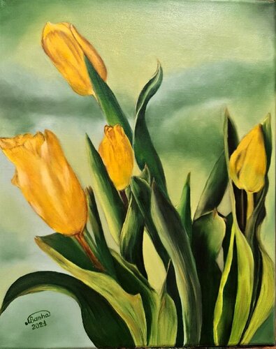 Golden Tulips di Marija Venclova, Pittura in vendita su Singulart