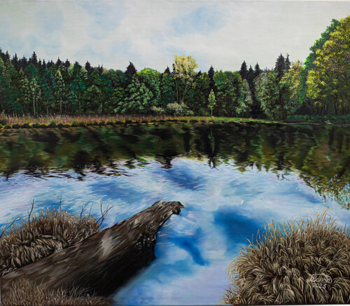 A Moment of Silence by the Pond di Marija Venclova, Pittura in vendita su Singulart
