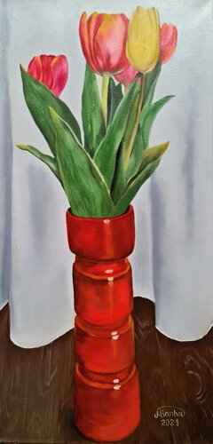 Spring in a Red Vase von Marija Venclova, Malerei kaufen auf Singulart