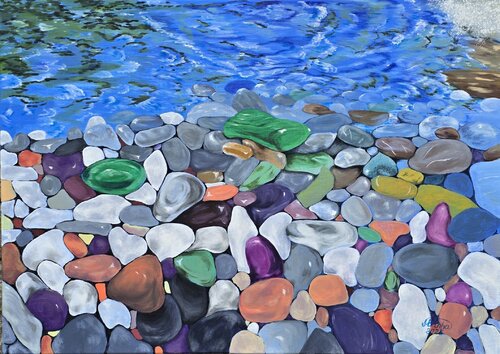 Candy Pebble Beach di Marija Venclova, Pittura in vendita su Singulart